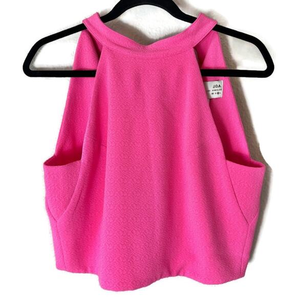 J.O.A. Revolve Cropped Hot Pink Open Back Halter Top Size Medium - Picture 1 of 7